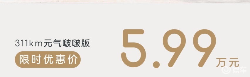 5.99万，续航超300km，科技感出众，还有快充！